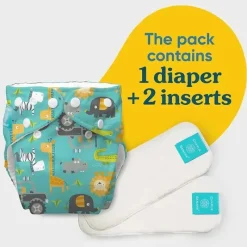 Charlie Banana Cloth & Reusable Diapers*- Gone Safari One Size Reusable Cloth Diaper with Fleece