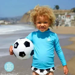 Charlie Banana Baby Swimming Clothes*- Long Sleeve Swim Rash Guard with UPF50+ Sun Protection, Turquoise
