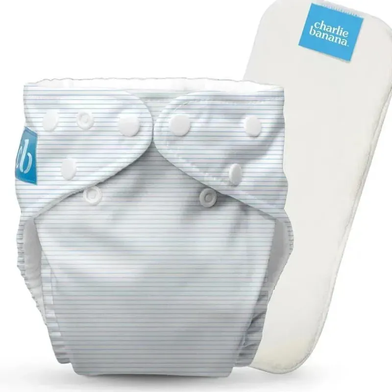 Charlie Banana Cloth & Reusable Diapers*- Pencil Stripes Blue Reusable Cloth Diaper One Size