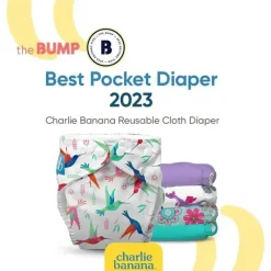 Charlie Banana Cloth & Reusable Diapers*- Reusable Washable Cloth Diaper, Adjustable One Size, Sweet Dreams On Grey