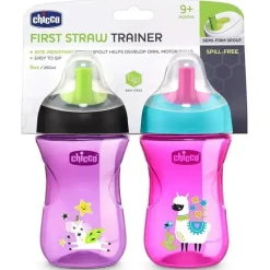 Chicco Straw, Sippy & Training Cups|Dishes, Utensils & Food Containers*- Natural Fit Straw Trainer Cup, Pink/Purple
