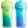 Chicco Straw, Sippy & Training Cups|Dishes, Utensils & Food Containers*- 2Pk Insulated Rim Spout Trainer Sippy Cup 9Oz. Green/Teal Ombre