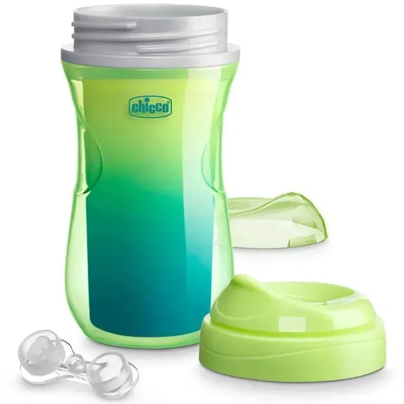 Chicco Straw, Sippy & Training Cups|Dishes, Utensils & Food Containers*- 2Pk Insulated Rim Spout Trainer Sippy Cup 9Oz. Green/Teal Ombre