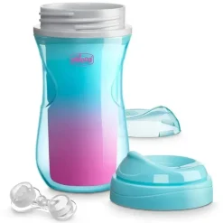 Chicco Straw, Sippy & Training Cups|Dishes, Utensils & Food Containers*- 2Pk Insulated Rim Spout Trainer Sippy Cup 9Oz. Pink/Teal/Purple Ombre