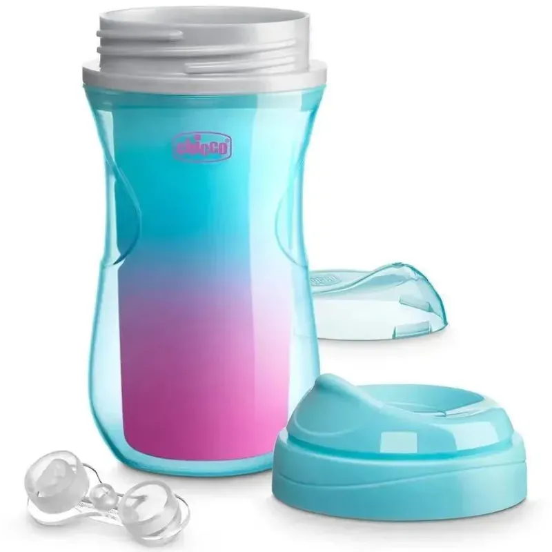 Chicco Straw, Sippy & Training Cups|Dishes, Utensils & Food Containers*- 2Pk Insulated Rim Spout Trainer Sippy Cup 9Oz. Pink/Teal/Purple Ombre