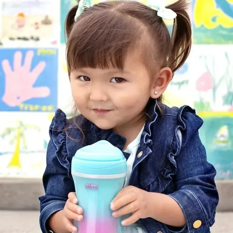 Chicco Straw, Sippy & Training Cups|Dishes, Utensils & Food Containers*- 2Pk Insulated Rim Spout Trainer Sippy Cup 9Oz. Pink/Teal/Purple Ombre