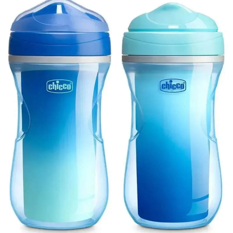 Chicco Straw, Sippy & Training Cups|Dishes, Utensils & Food Containers*- 2Pk Insulated Rim Spout Trainer Sippy Cup 9Oz. Blue/Teal Ombre