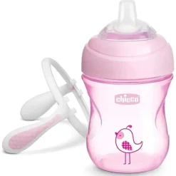 Chicco Straw, Sippy & Training Cups|Dishes, Utensils & Food Containers*- Silicone Spout Transition Sippy Cup 7Oz Pink 4M+