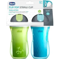 Chicco Straw, Sippy & Training Cups|Dishes, Utensils & Food Containers*Flip Top Insulated Straw Cup 12+ Green/Teal