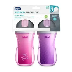 Chicco Straw, Sippy & Training Cups|Dishes, Utensils & Food Containers*Insulated Flip Top Straw Cup 12m+ (2pk) Dream Pink/Purple