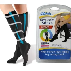 Cloudz Nursing Bra & Intimate Apparel*- Compression Flight Socks, Medium (Black)