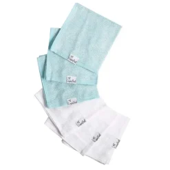 Copper Pearl Baby Washcloths*- 6Pk Baby Bath Washcloths, White/Blue