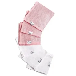 Copper Pearl Baby Washcloths*- 6Pk Baby Bath Washcloths, White/Pink