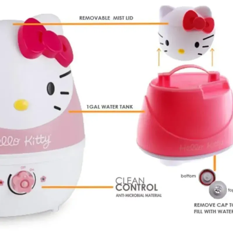 Crane Humidifiers & Purifiers*- Adorables Ultrasonic Humidifiers, 1 Gallon Cool Mist Air Humidifier, Hello Kitty