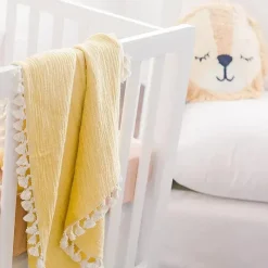Crane Blankets & Quilts*- Baby Muslin Swaddle Blanket, Ochre