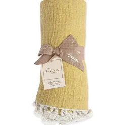 Crane Blankets & Quilts*- Baby Muslin Swaddle Blanket, Ochre