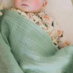 Crane Blankets & Quilts*- Baby Muslin Swaddle Blanket, Evergreen