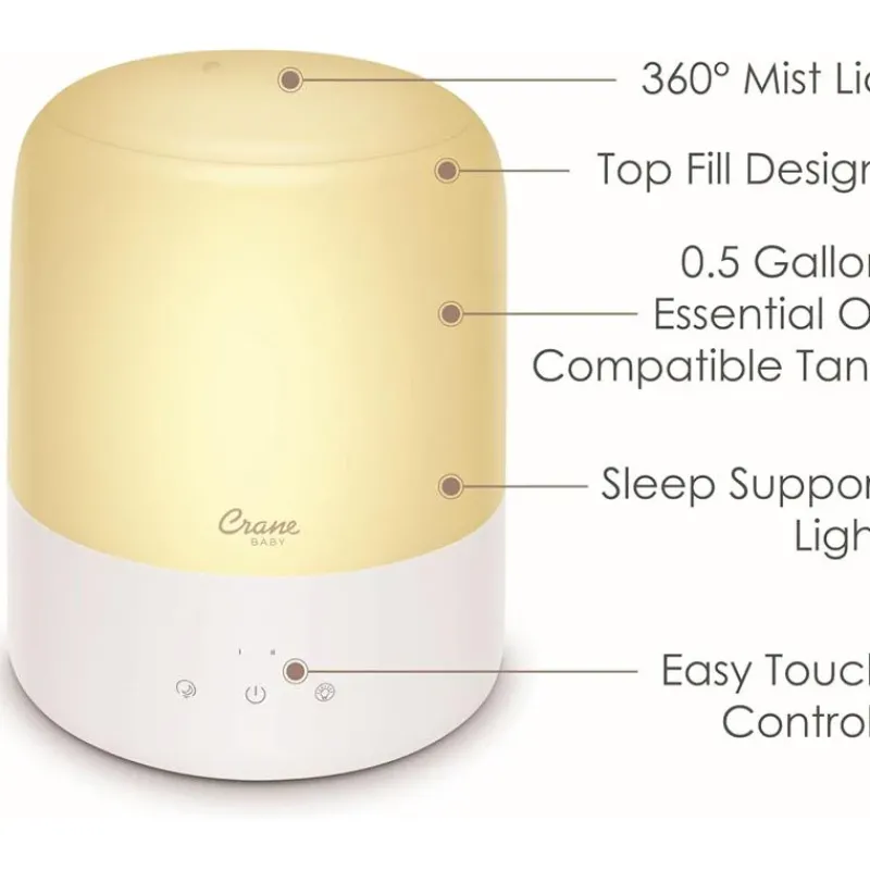 Crane Humidifiers & Purifiers*- 3-In-1 Pediatric Cool Mist Humidifier And Aroma Diffuser And Sleep Support Light, 0.5 Gallon