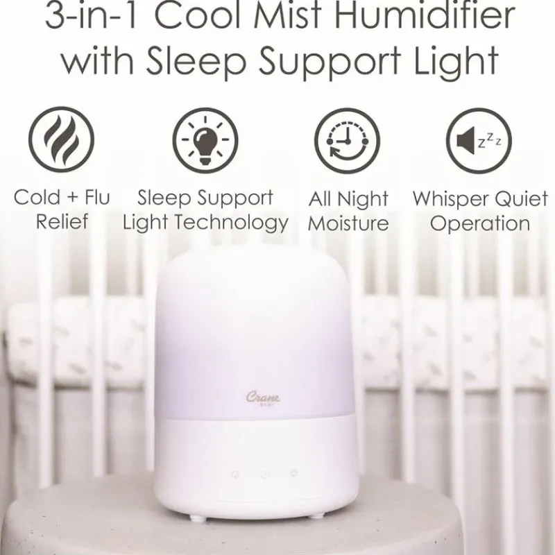 Crane Humidifiers & Purifiers*- 3-In-1 Pediatric Cool Mist Humidifier And Aroma Diffuser And Sleep Support Light, 0.5 Gallon