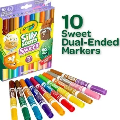Crayola Toys For 3 Year Old|Coloring*- 10 Ct Silly Scents Sweet Dual-Ended Markers