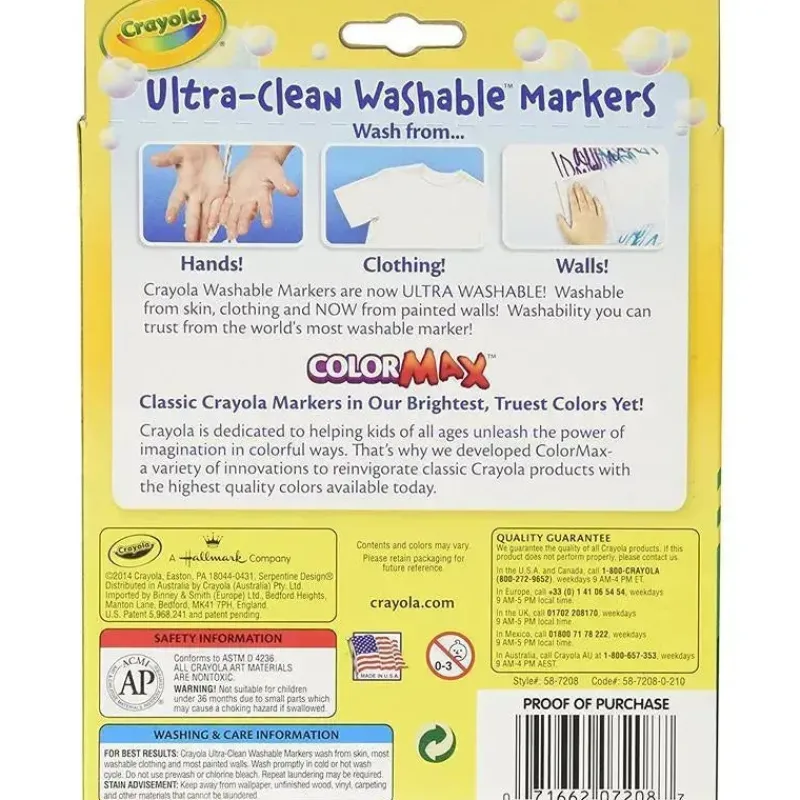 Crayola Coloring*- 8 Ct Ultra-Clean Washable, Wedge Tip, Color Max Markers
