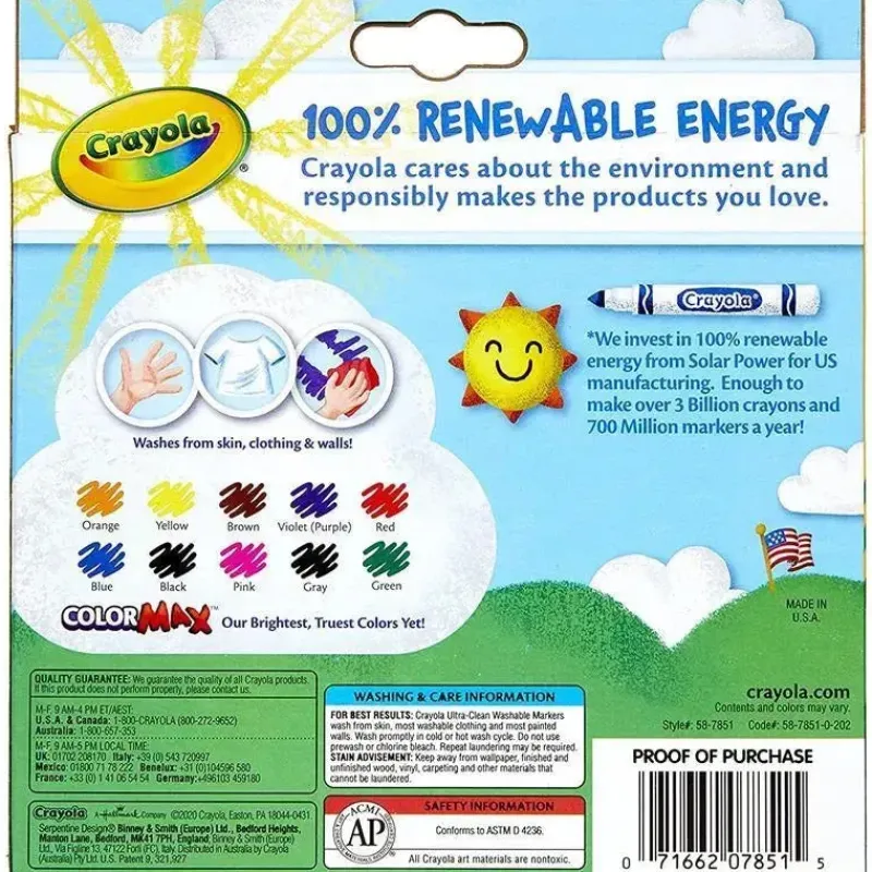 Crayola Coloring*- 10 Ct Ultra-Clean Washable Classic, Broad Line Markers