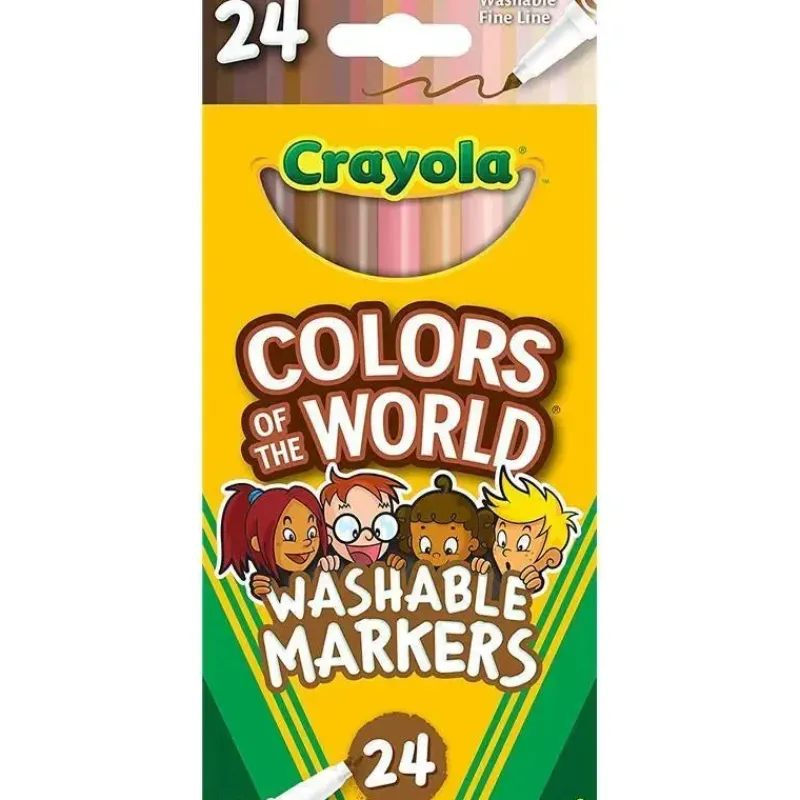 Kids Crayola Toys For 3 Year Old|Coloring*- 24 Ct Washable Fine Line Markers, Colors Of The World