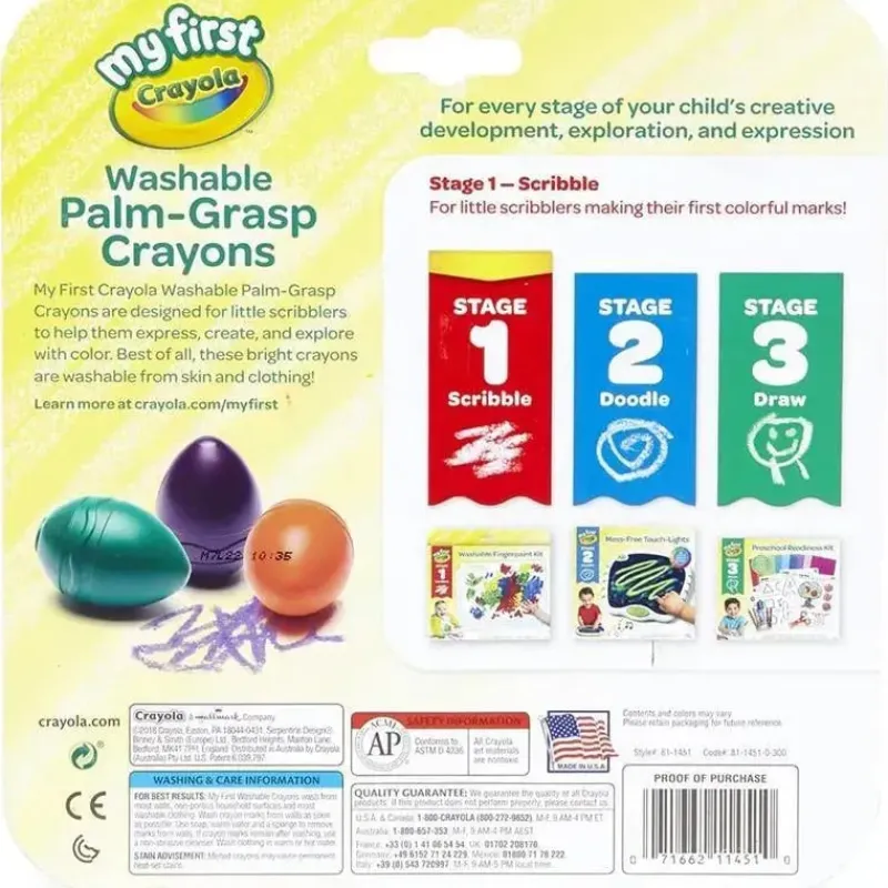 Crayola Coloring*- 6 Ct Washable Palm-Grasp Crayons