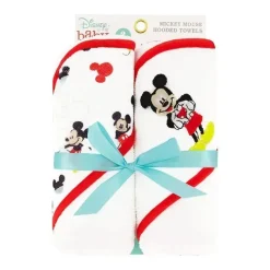 Cudlie Mickey & Minnie|Baby Bath Towels*- Disney Baby Boy 2Pk Rolled/Carded Hooded Towels, Mickey Mouse