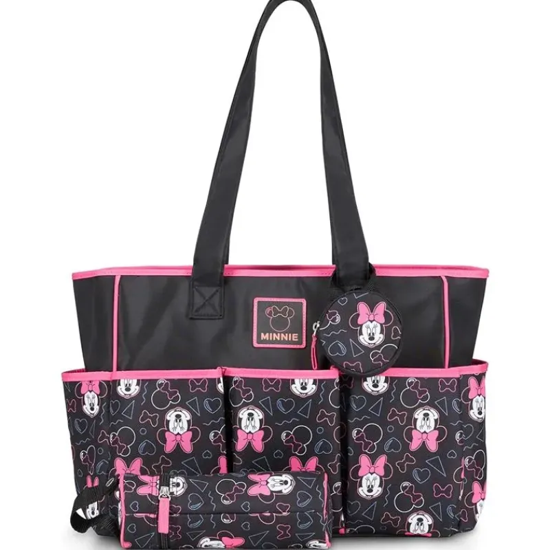 Cudlie Tote Bags*- Minnie Multi Pc Set Toss Print Diaper Bag