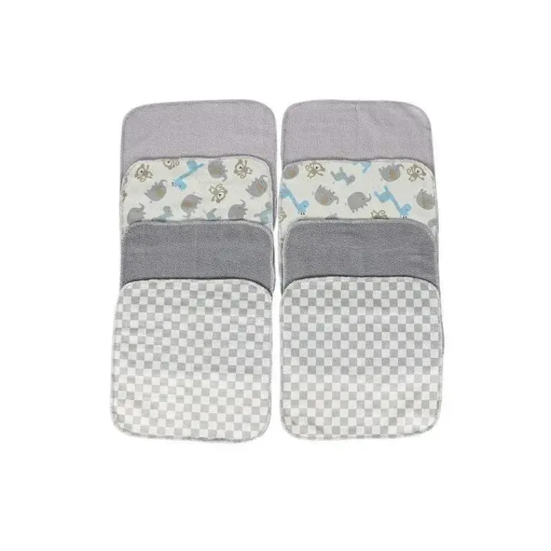 Cudlie Baby Washcloths*- 8Pc Rolled Wc On Card - Elephant Check New