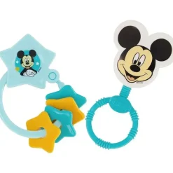 Cudlie Rattles & Teethers*- 2Pk Blue Disney Mickey Character Shape Rattle and Keyring Teether