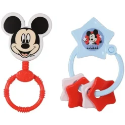 Cudlie Mickey & Minnie*- 2Pk Disney Mickey Mouse Rattle & Keyring Teether