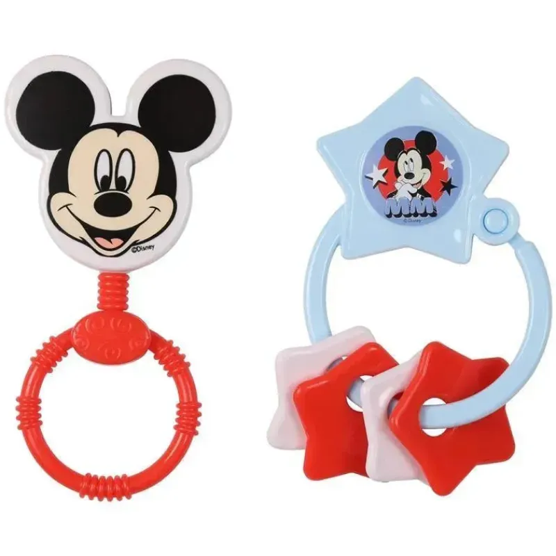 Cudlie Mickey & Minnie*- 2Pk Disney Mickey Mouse Rattle & Keyring Teether