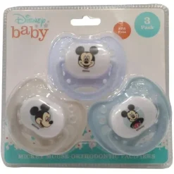 Cudlie Mickey & Minnie|Pacifiers*- 3Pk Disney Mickey Mouse Pacifiers, Blue & Grey
