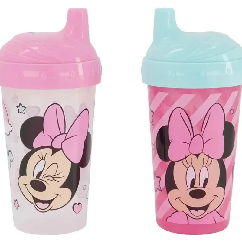 Cudlie Mickey & Minnie|Straw, Sippy & Training Cups*- 2Pk Disney Minnie Mouse Hard Spout, Rainbows & Star