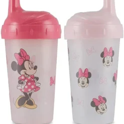 Cudlie Mickey & Minnie|Straw, Sippy & Training Cups*- 2Pk Disney Minnie Mouse Hard Spout, Pose & Bows