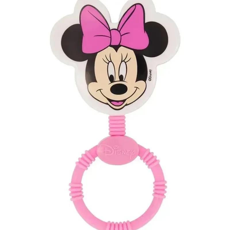 Cudlie Mickey & Minnie|Rattles & Teethers*- 2Pk Disney Minnie Mouse Character Shape Rattle and Keyring Teether