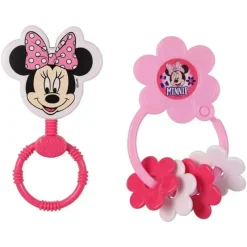 Cudlie Mickey & Minnie|Rattles & Teethers*- 2Pk Disney Minnie Mouse Character Rattle, Pink