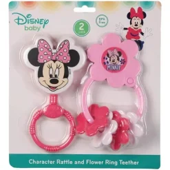 Cudlie Mickey & Minnie|Rattles & Teethers*- 2Pk Disney Minnie Mouse Character Rattle, Pink