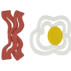 Cudlie Toys For 0-12 Months|Cool Baby Products*- 2Pk Food Grade Silicone Teether, Eggs & Bacon