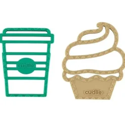 Cudlie Toys For 0-12 Months|Gift For Baby*- 2Pk Food Grade Silicone Teether, Coffee & Muffin