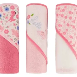 Cudlie Baby Bath Towels*- 3Pk Rolled/Carded Hooded Towel, Hello Floral