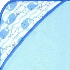 Cudlie Baby Bath Towels*- 3Pk Rolled/Carded Hooded Towel, Big Guy Whale