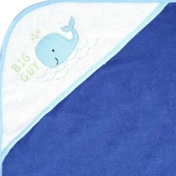 Cudlie Baby Bath Towels*- 3Pk Rolled/Carded Hooded Towel, Big Guy Whale