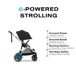Cybex Single To Double Strollers*- Egazelle S Single-to-Double Stroller, Black Frame/Moon Black