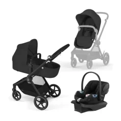 Cybex Travel Systems*- Eos Stroller Black Frame & Aton G, Moon Black