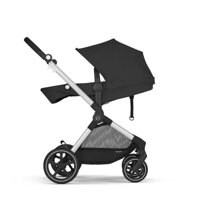 Cybex Travel Systems*- EOS Travel System, Stroller + Aton G Infant Car Seat Moon Black (Silver Frame)