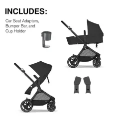 Cybex Travel Systems*- EOS Travel System, Stroller + Aton G Infant Car Seat Moon Black (Silver Frame)