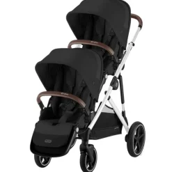 Cybex Double Strollers*- Gazelle S 2 Double Stroller Bundle, Moon Black/Silver Frame